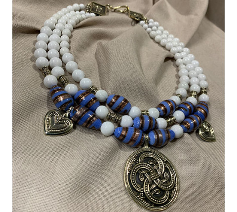 Necklace "Sky Blue" made of brass — handmade