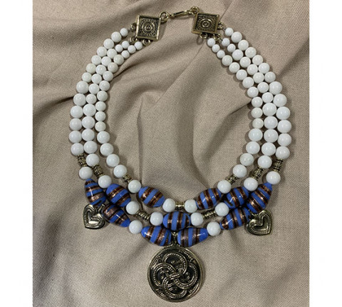 Necklace "Sky Blue" made of brass — handmade