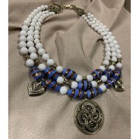 Necklace "Sky Blue" made of brass — handmade