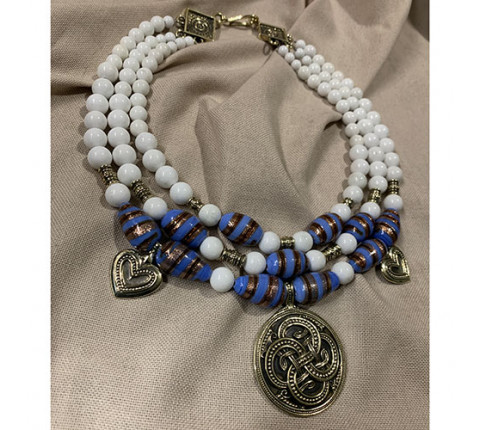 Necklace "Sky Blue" made of brass — handmade