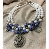 Necklace "Sky Blue" made of brass — handmade