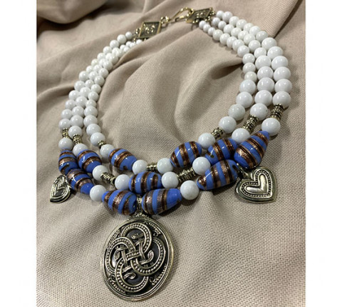 Necklace "Sky Blue" made of brass — handmade