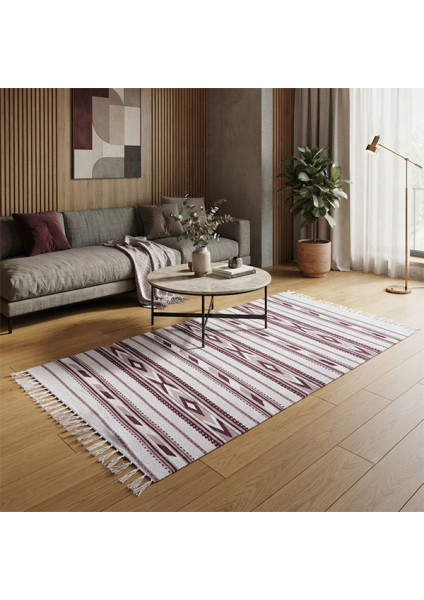 Hutsul woven rug "Burgundy Diamond" handmade