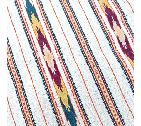 Hutsul carpet "Flower of the Meadow" — hand weaving, white background with colored stripes