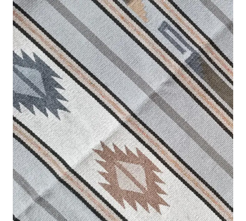 Hutsul carpet "Silver of Cheremosh" — hand weaving, gray-silver tones with diamonds