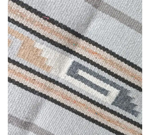 Hutsul carpet "Silver of Cheremosh" — hand weaving, gray-silver tones with diamonds