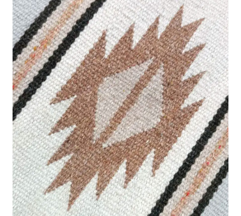 Hutsul carpet "Silver of Cheremosh" — hand weaving, gray-silver tones with diamonds