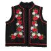 Embroidered cap with poppies and daisies made of black cashmere
