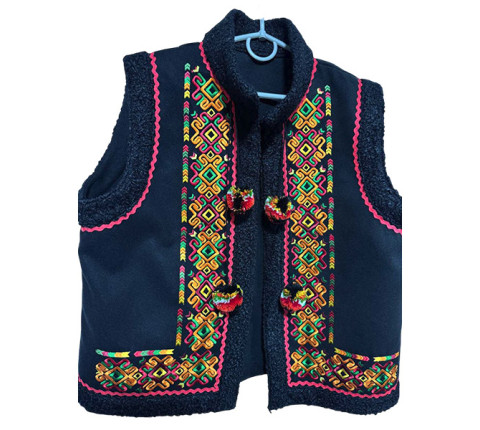 Festive Hutsul Kaptar "Christmas Star" made of black cashmere