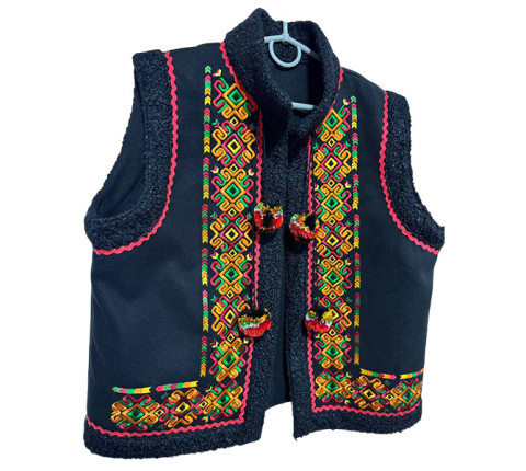Festive Hutsul Kaptar "Christmas Star" made of black cashmere