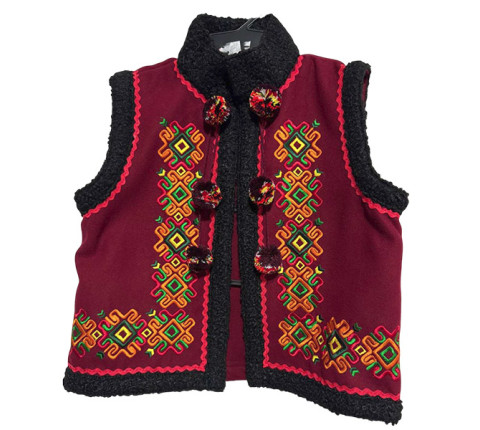 Children's Hutsul Kiptar "Christmas Star" with embroidery and pom-poms