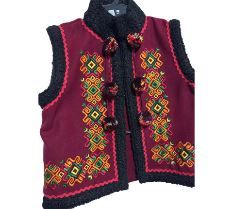 Children's Hutsul Kiptar "Christmas Star" with embroidery and pom-poms