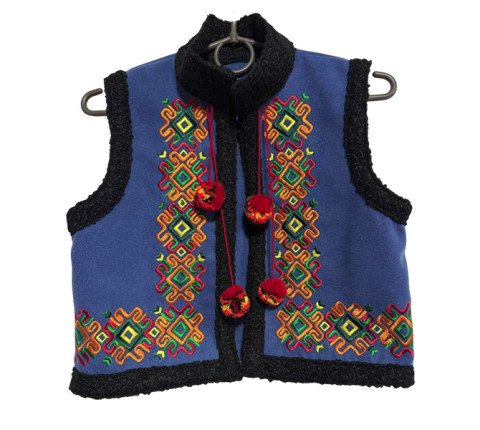 Children's Hutsul Kaptar "Christmas Star" in blue color with embroidery