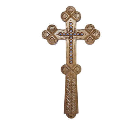 Cross "Polonynska Prayer" — carved amulet made of pear wood