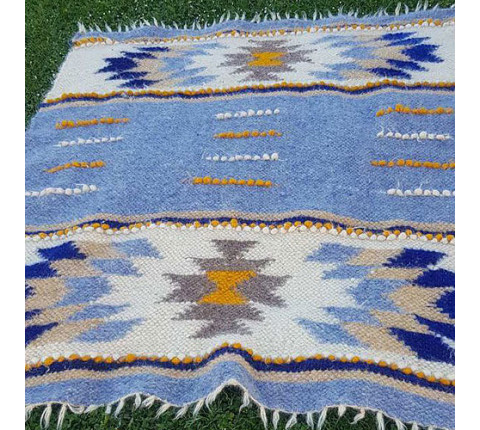 Hutsul hand-made blanket "Heavenly Blue"