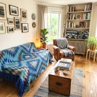 Hutsul handmade blanket "Hutsul Azure"