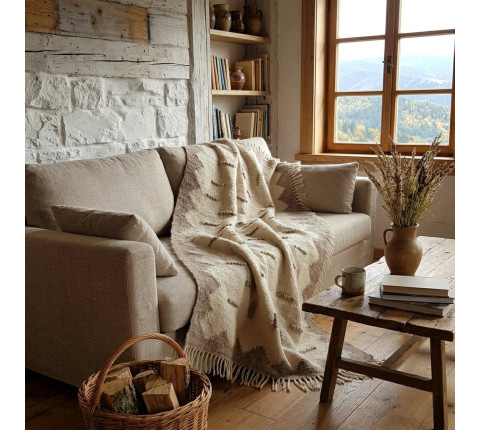 Carpathian woolen blanket "Rocky Shore"