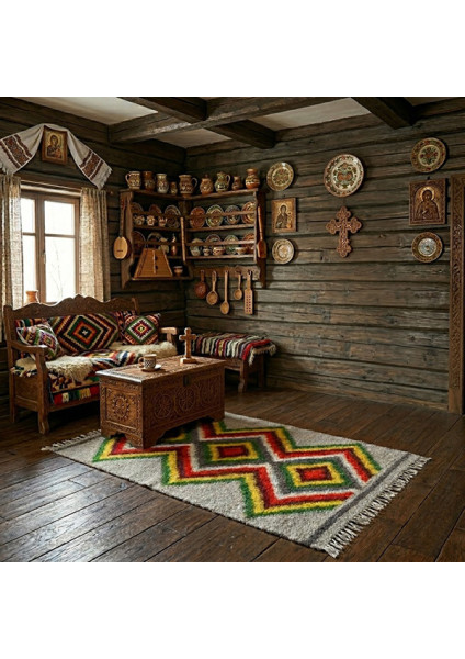 Handmade Hutsul blanket gray "Hutsul"