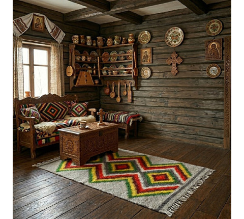 Handmade Hutsul blanket gray "Hutsul"