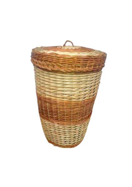 Handmade woven round laundry basket