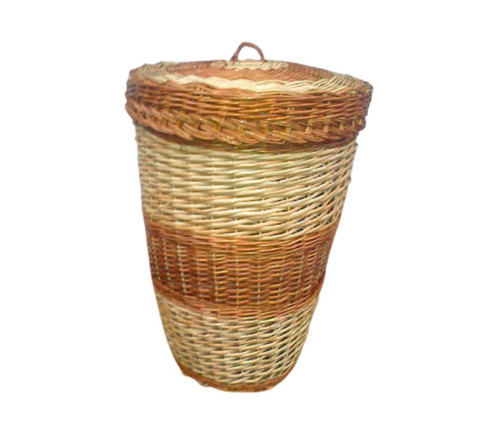 Handmade woven round laundry basket