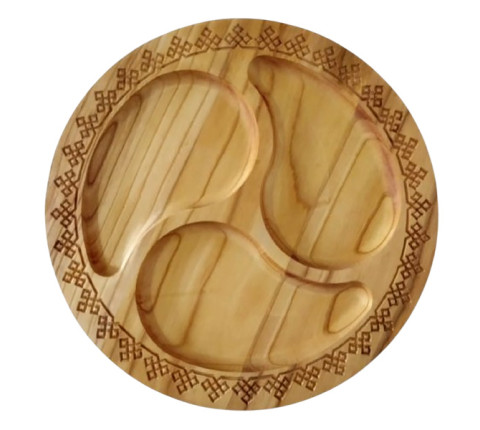 Yin-Yang serving tray with walnut and cherry carving