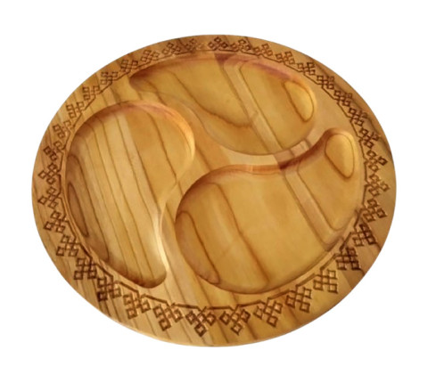 Yin-Yang serving tray with walnut and cherry carving