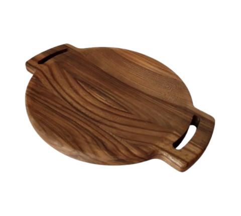 Oval serving dish with two handles made of birch and cherry wood.