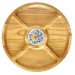 Round serving dish with a tile for cherry sauce