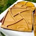 Square cherry wood serving dish "Fan"