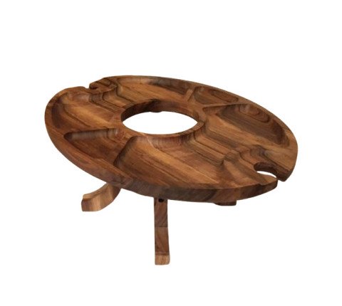 Wooden wine table made of walnut for glasses and bottles
