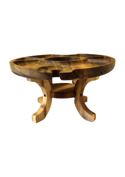 Wooden wine table made of walnut for glasses and bottles