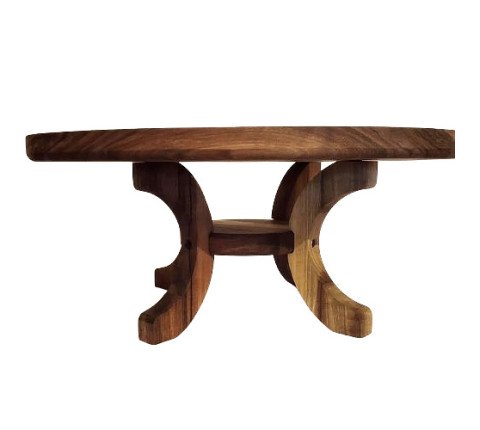 Wooden wine table made of walnut for glasses and bottles