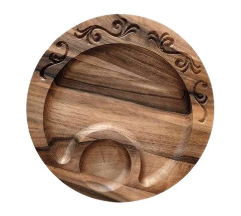 Tea tray "For tea" with carved teapot design made of walnut