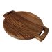 Oval serving dish with two handles made of birch and cherry wood.