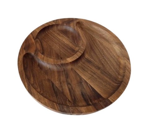 Round serving dish "For tea" made of cherry and walnut
