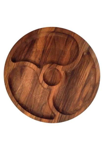Round walnut serving dish "Infinity"