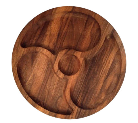 Round walnut serving dish "Infinity"