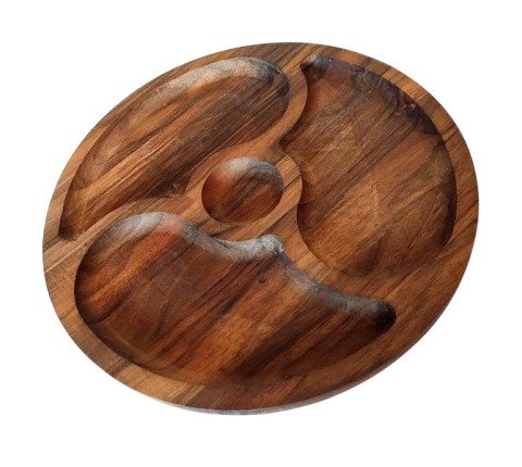 Round walnut serving dish "Infinity"