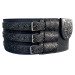 Hutsul leather belt handmade "Black Molfar" (black, three-buckle)