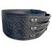 Hutsul leather belt handmade "Black Molfar" (black, three-buckle)