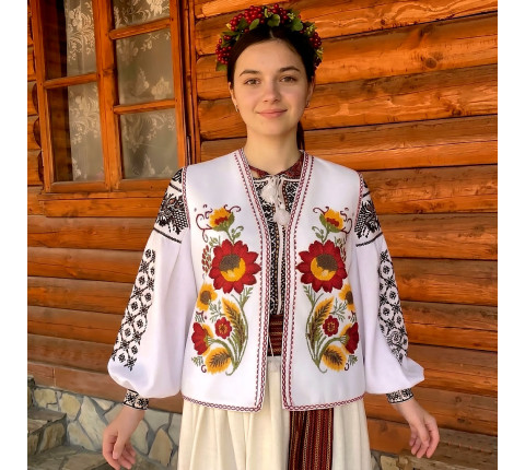 Кептар жіночий "Соняшник" білий