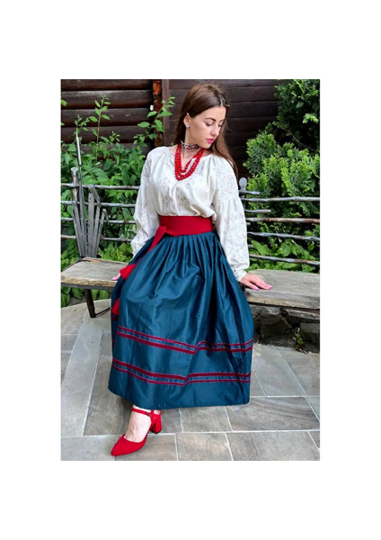 Ukrainian national costume "Mavka" — an embroidered shirt and a sea wave colored skirt
