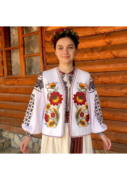 Кептар жіночий "Соняшник" білий