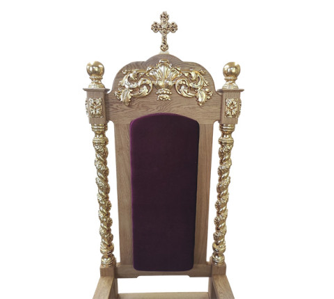 Oak archbishop's chair for the altar part of the temple