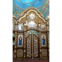 Іконостас різьблений з вільхи з дзеркальною позолотою, с. Хмільно