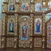 Іконостас різьблений з вільхи з дзеркальною позолотою, с. Хмільно