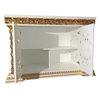 White Gilded Prothesis Table with Openwork Doors and Twisted Columns