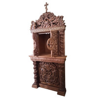 Alder Prothesis Table with Wall Niche Cabinet and Cross
