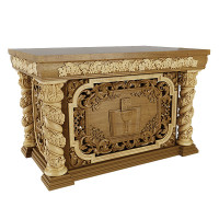 Carved Oak Tetrapod with Twisted Columns and Grapevine